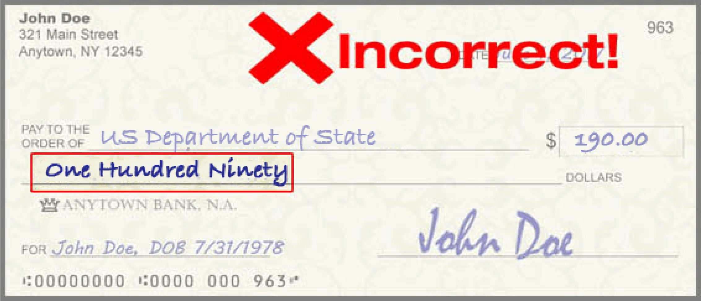 Amount Incorrect