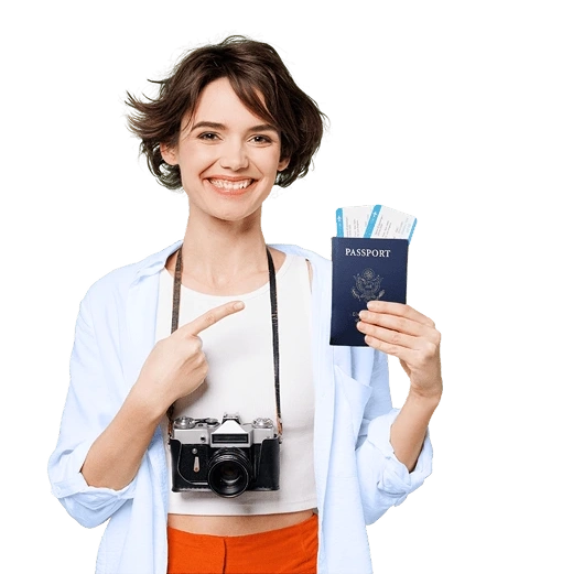 Woman holding a U.S. Passport