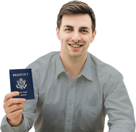 Man holding a U.S. Passport